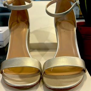 A New Day- Ema Satin High Block Heel Sandal-Champagne